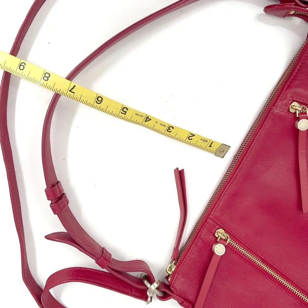 Radley London Womens Crossbody Shoulder Bag Red Pebbled Leather Zip Details